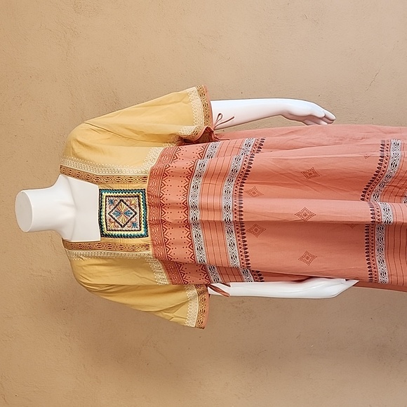 EGYPT Kaftan Maxi Dress XL Nightgown Batik Embroidered Egyptian Loungewear - Picture 8 of 15